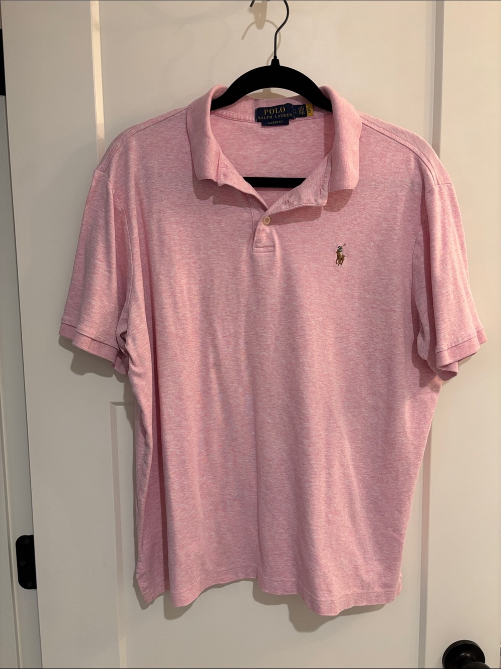 Polo by Ralph Lauren Heathered Light Pink Short Sleeve Polo